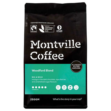 Montville Coffee Ground Plunger Woodford Blend 250g